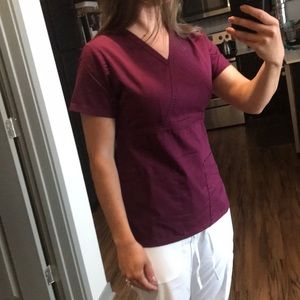 Maroon scrub top
